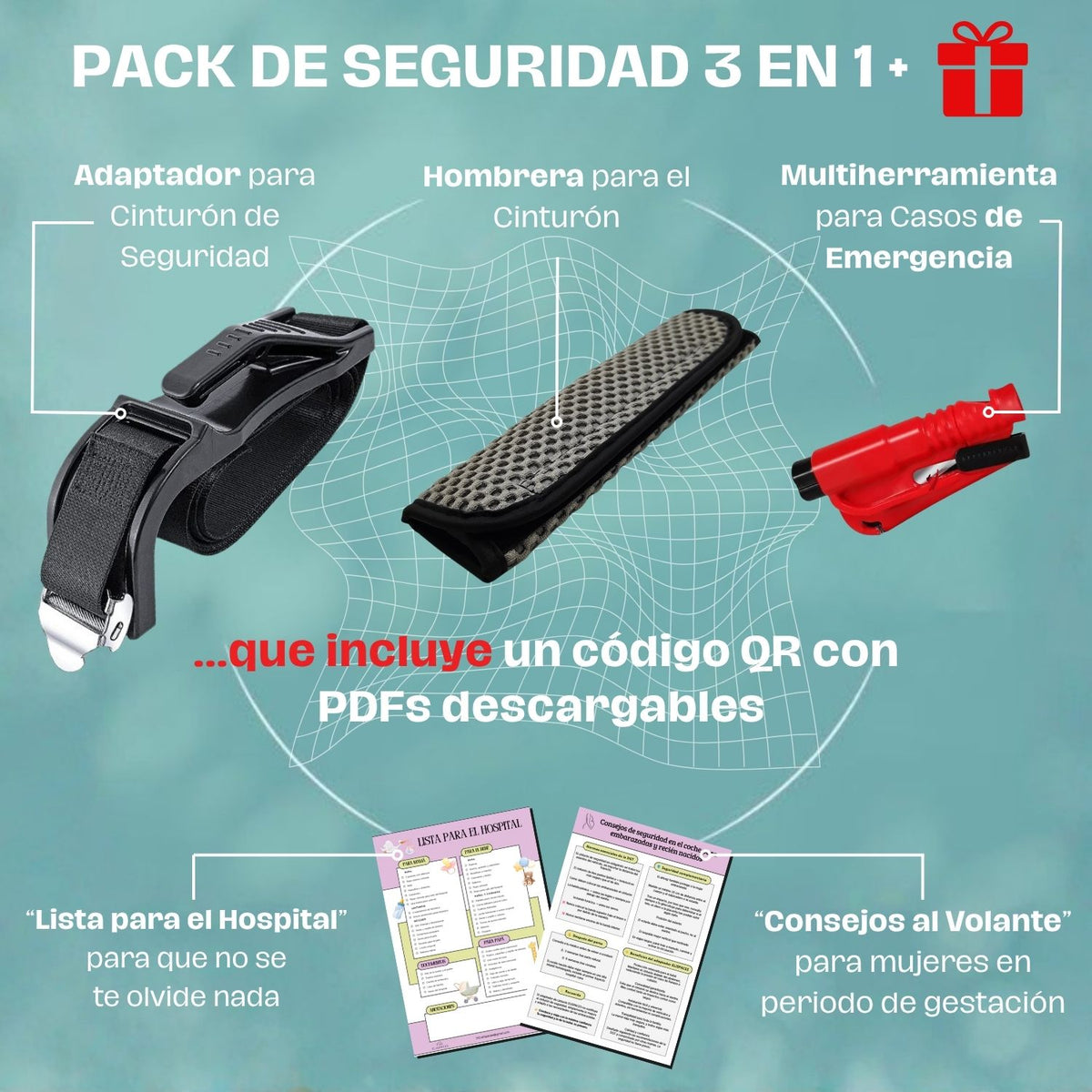 Adaptador de Cinturón de Coche Homologado para Embarazadas