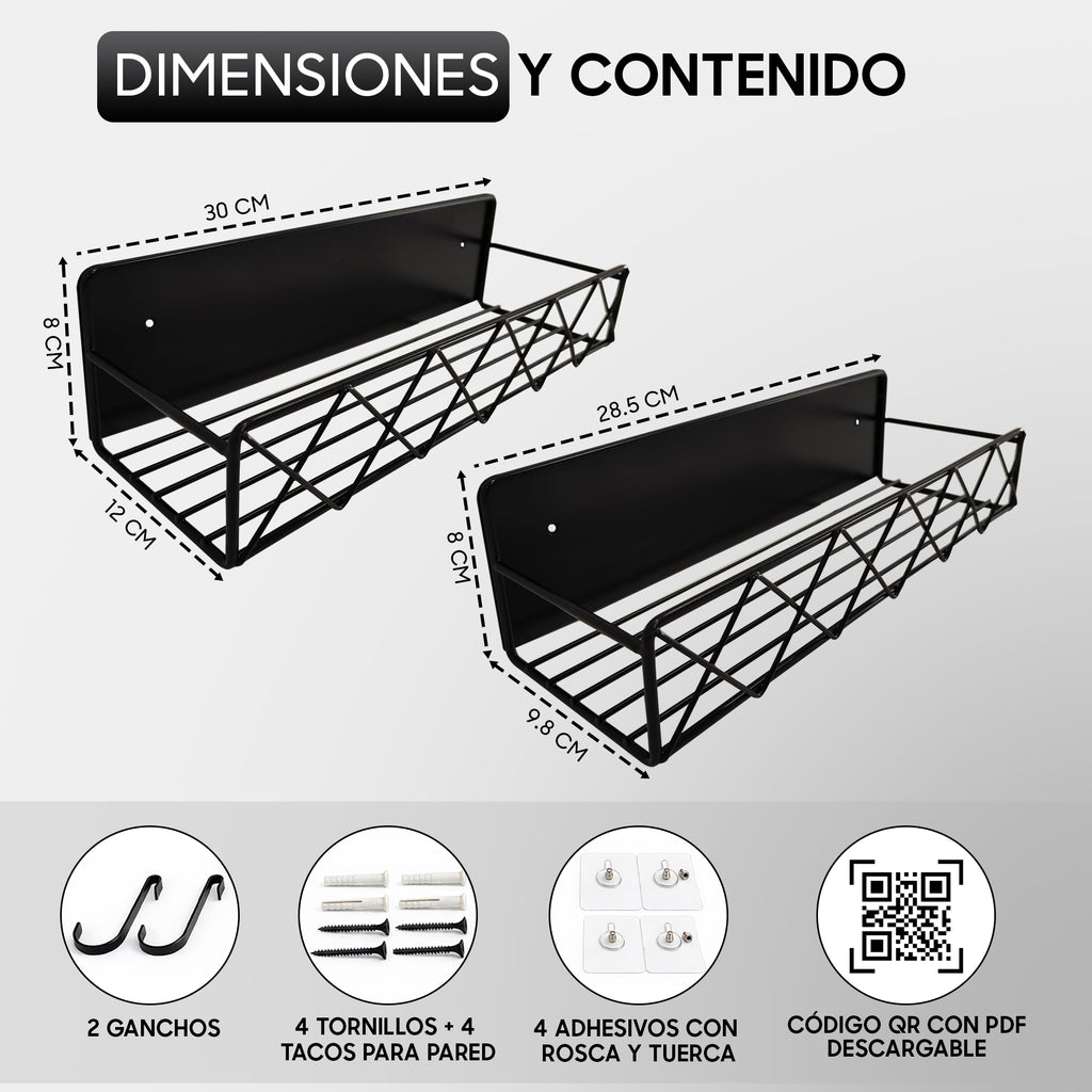 Estante Especiero Magnético de Acero – Pack 2 Unidades