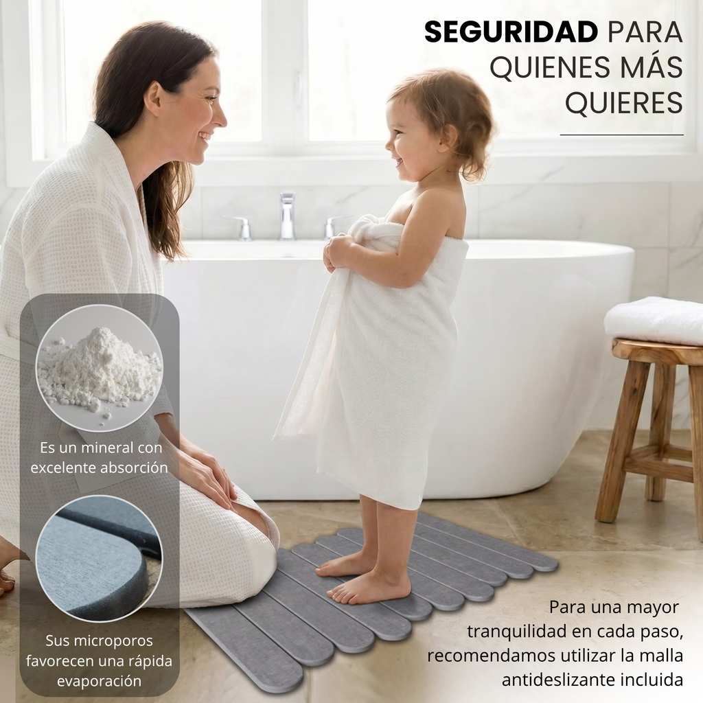 Alfombra de Piedra Diatomita Plegable para Baño y Cocina (Gris)