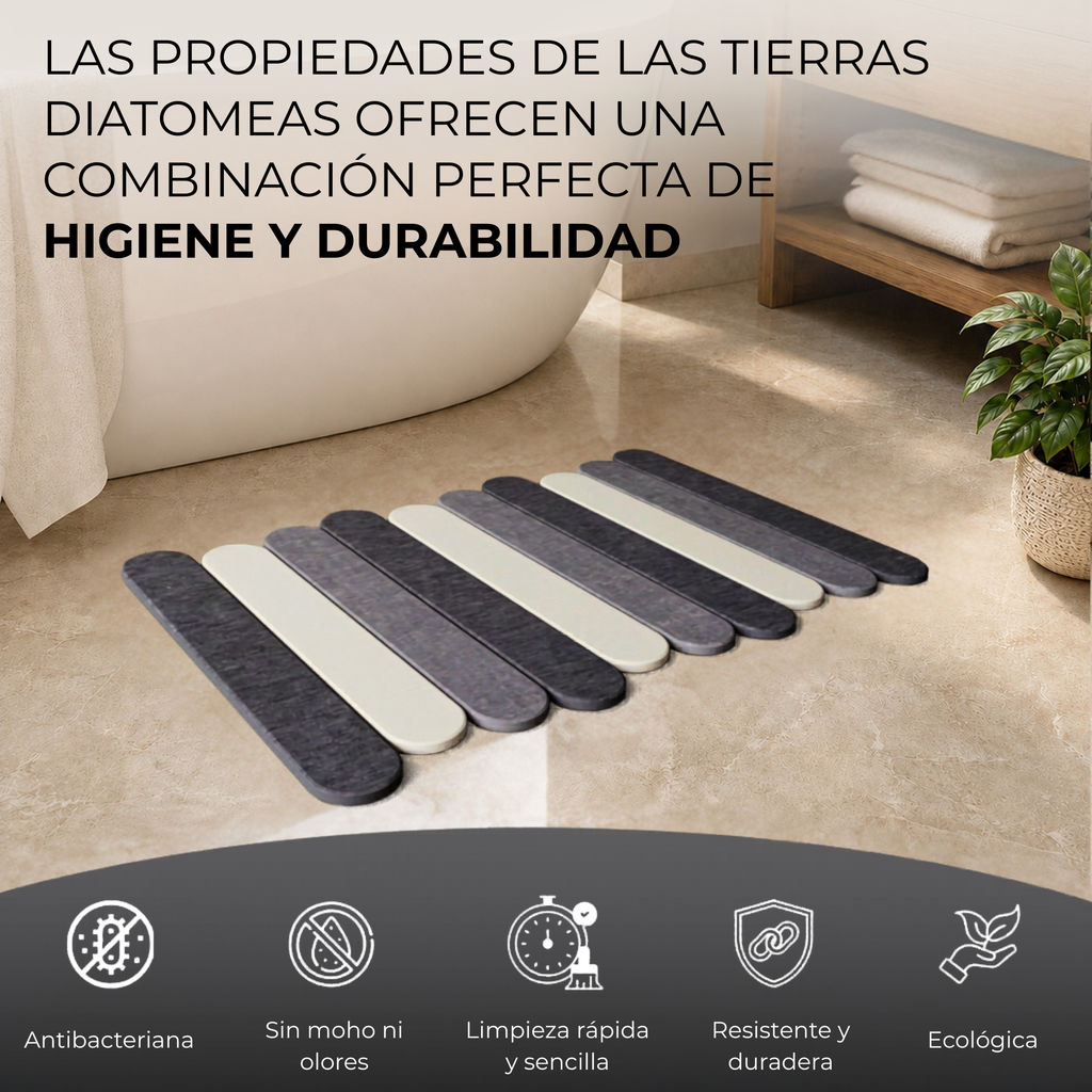 Alfombra de Piedra Diatomita Plegable para Baño y Cocina (Tricolor)