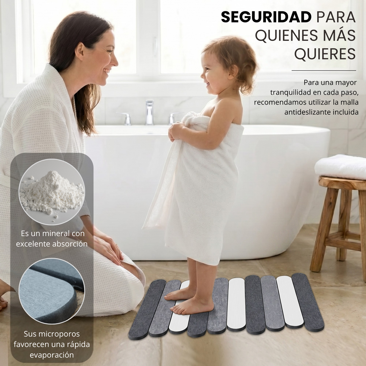 Alfombra de Piedra Diatomita Plegable para Baño y Cocina (Tricolor)