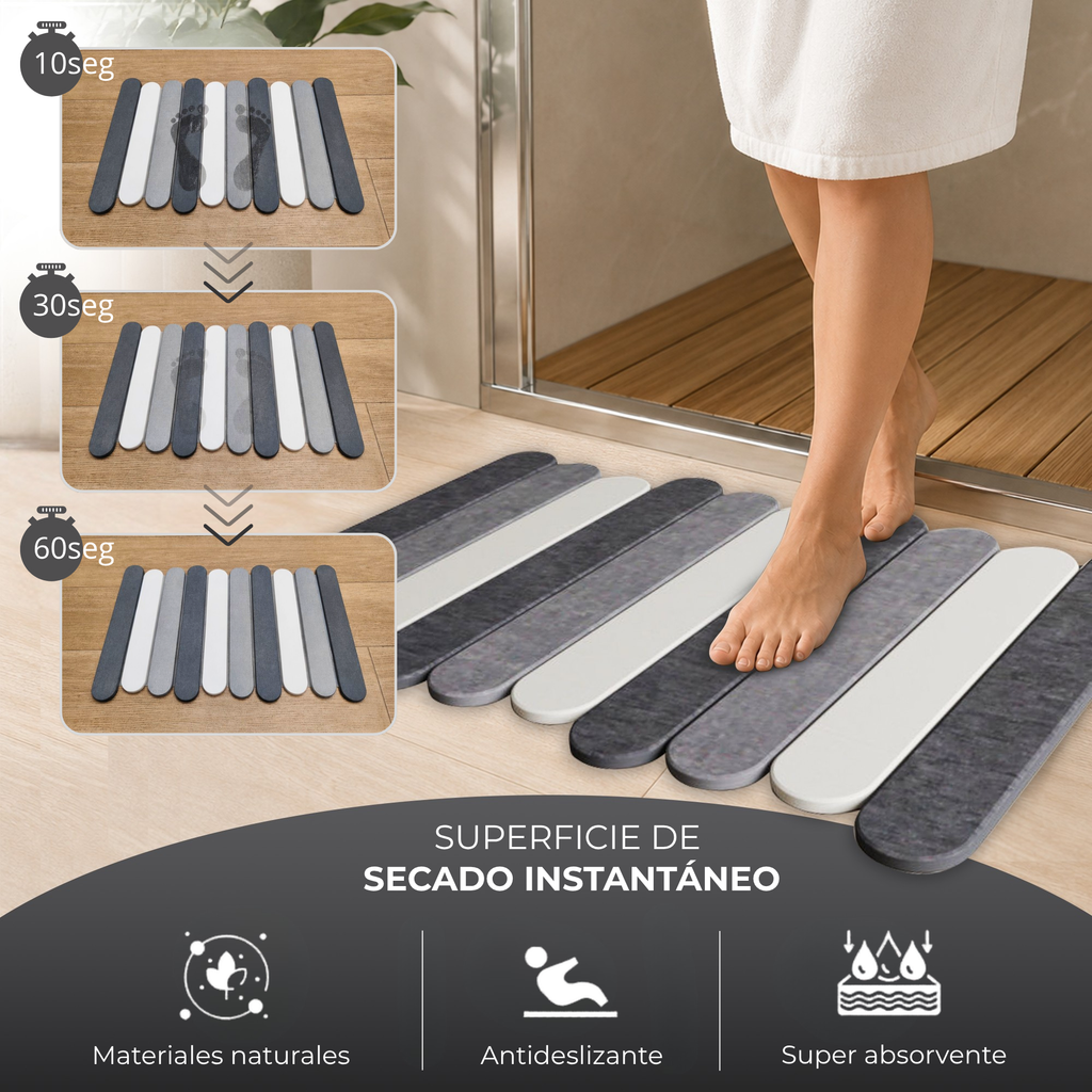 Alfombra de Piedra Diatomita Plegable para Baño y Cocina (Tricolor)