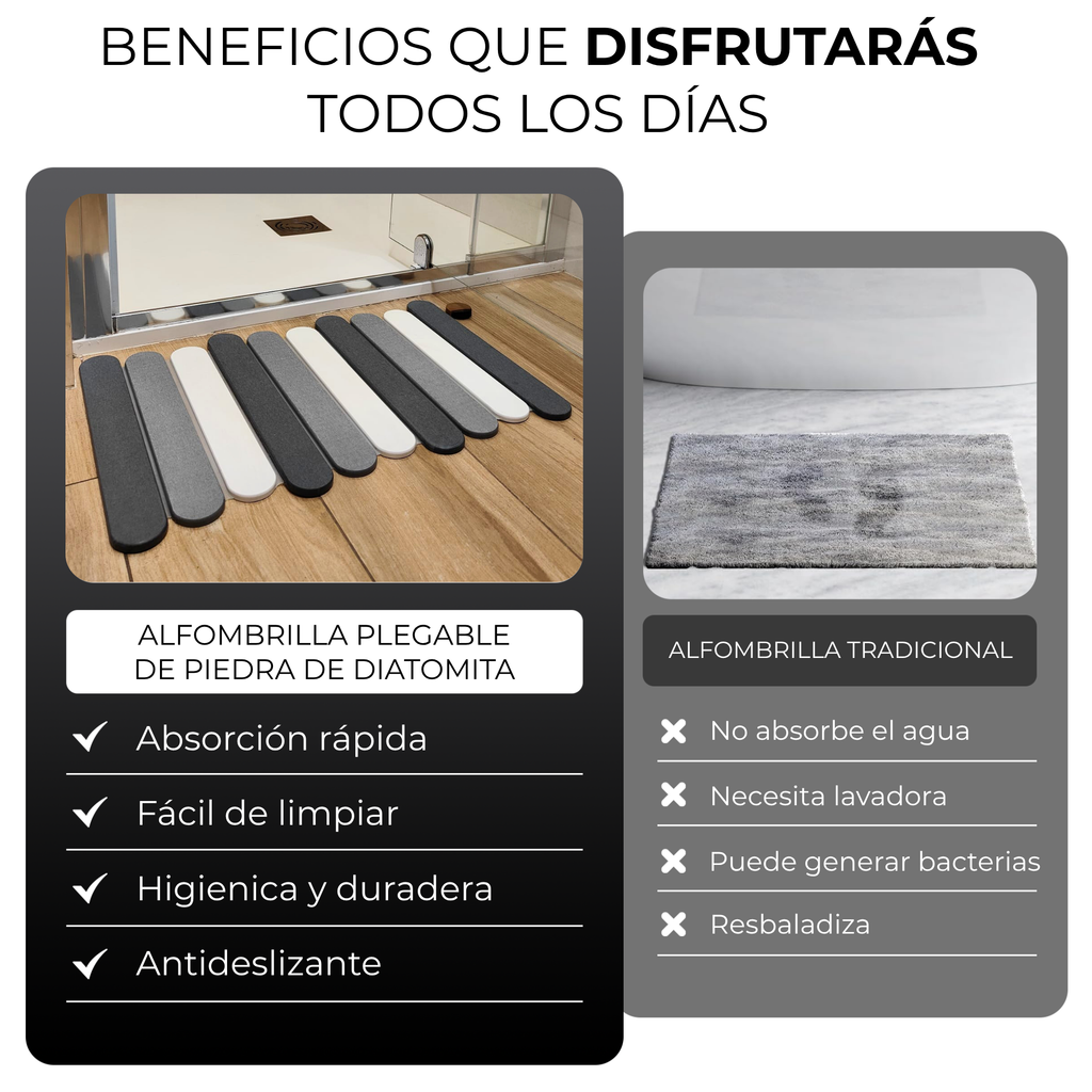 Alfombra de Piedra Diatomita Plegable para Baño y Cocina (Tricolor)