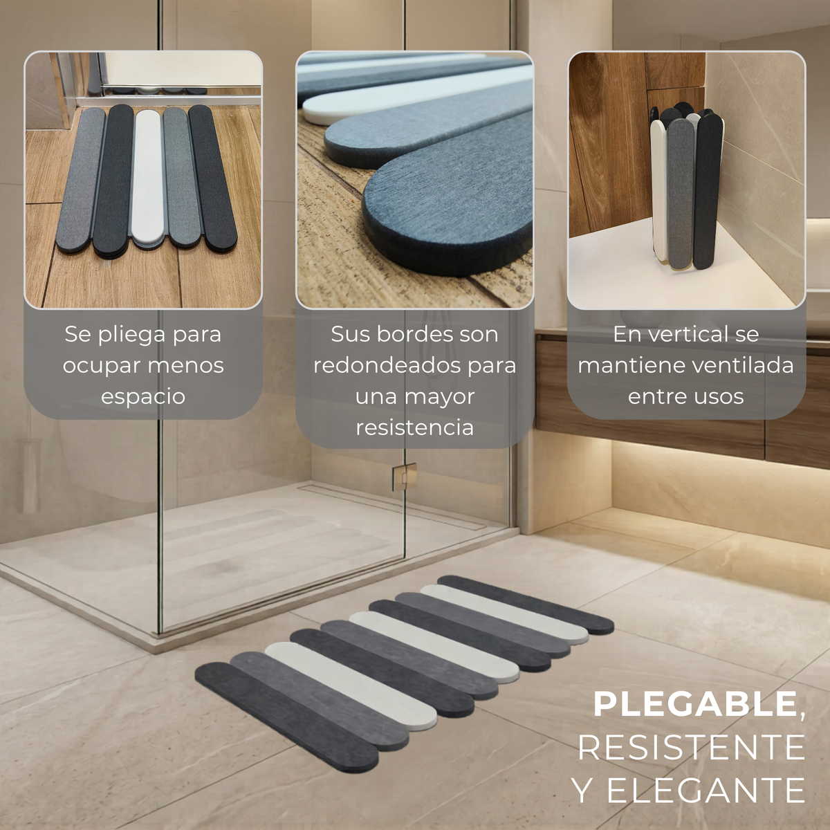 Alfombra de Piedra Diatomita Plegable para Baño y Cocina (Tricolor)