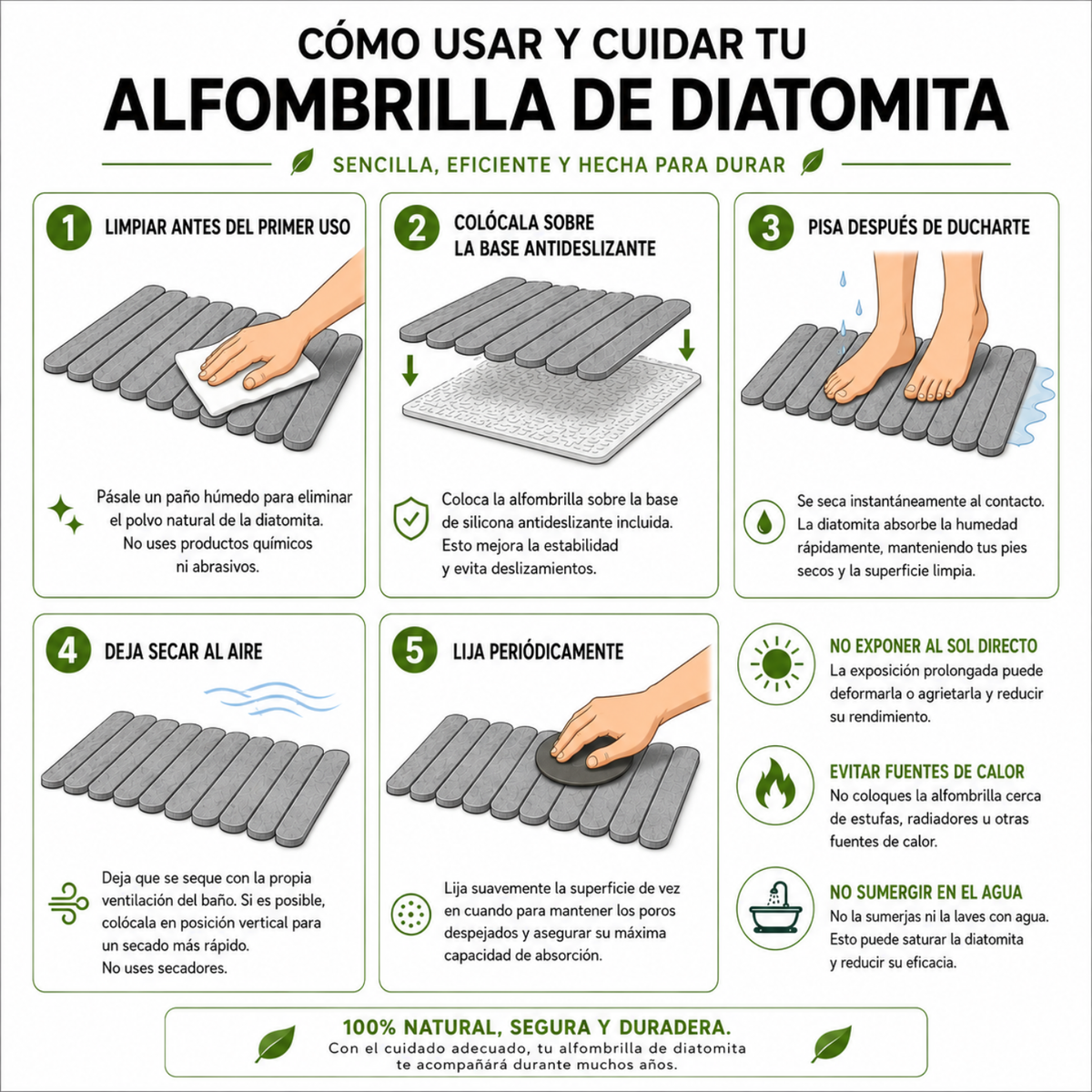 Alfombra de Piedra Diatomita Plegable para Baño y Cocina (Tricolor)
