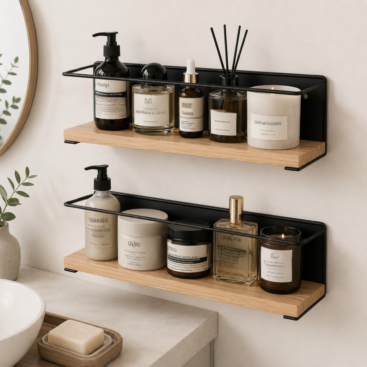 Estante Especiero Magnético de Acero y Madera – Pack 2 Unidades