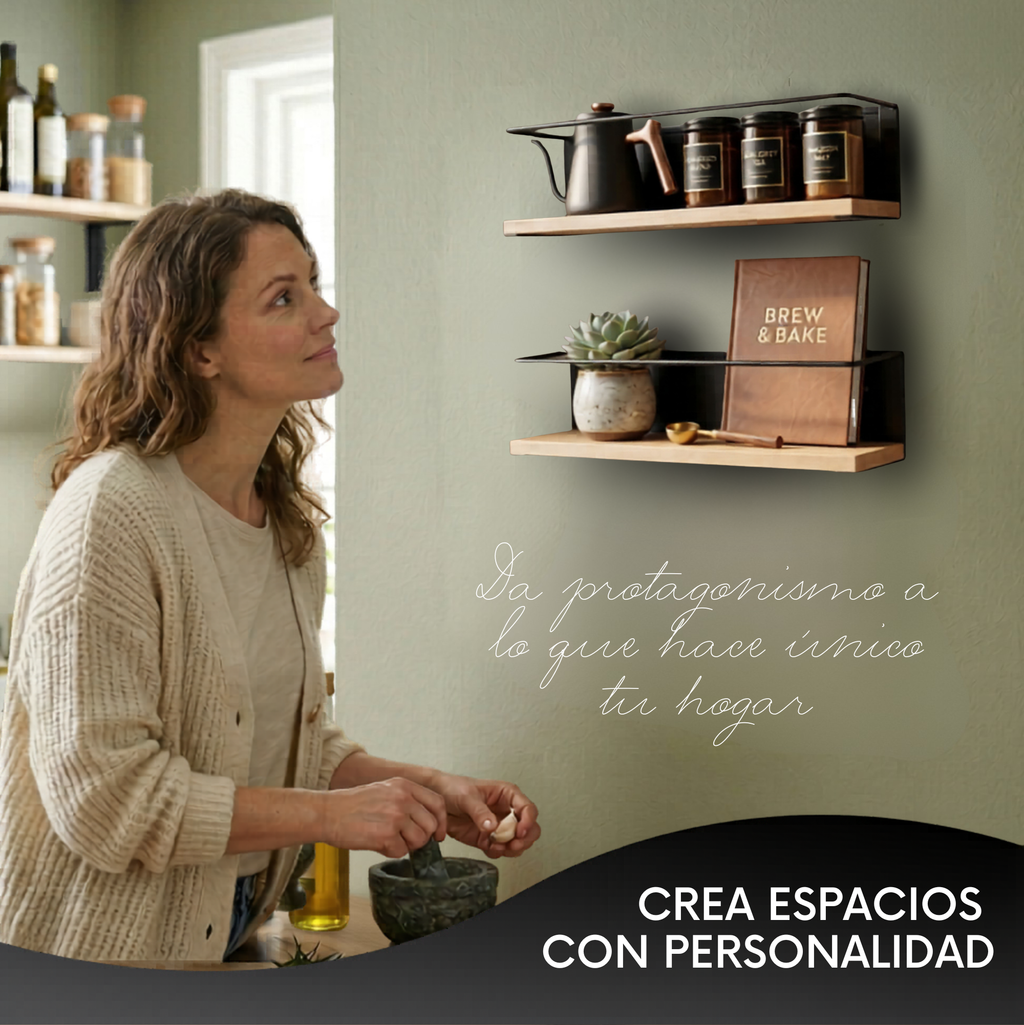 Estante Especiero Magnético de Acero y Madera – Pack 2 Unidades