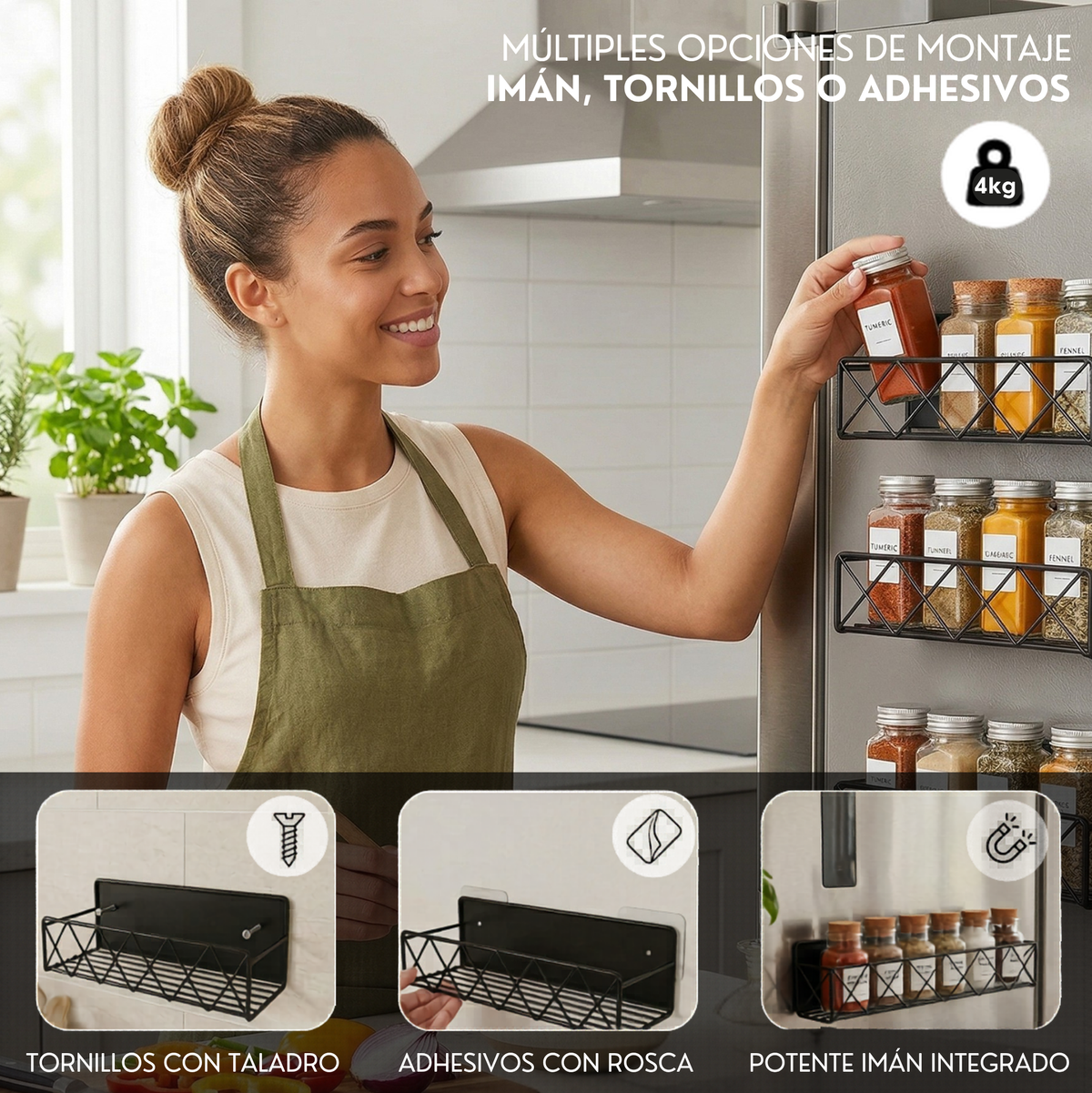 Estante Especiero Magnético de Acero – Pack 2 Unidades