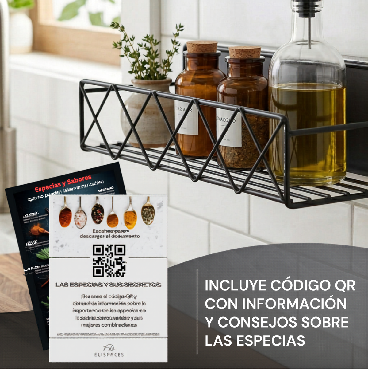 Estante Especiero Magnético de Acero – Pack 2 Unidades